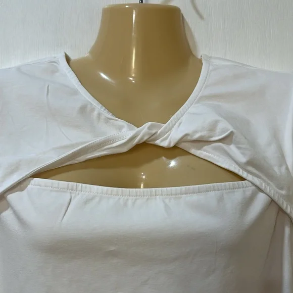 THE DROP WOMEN ASTRIC TWIST FRONT SHIRT WHITE NEW Sz LARGE - Picture 4 of 11
